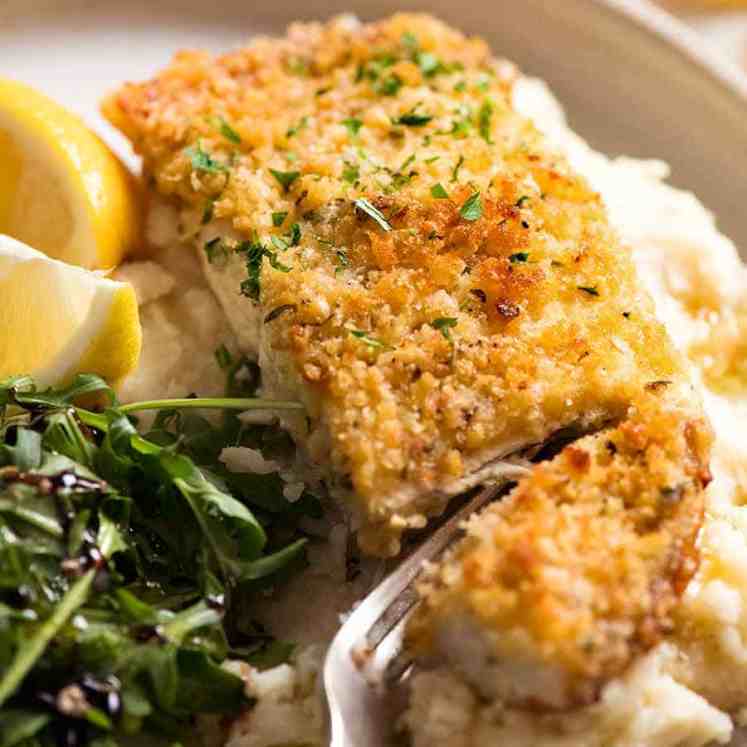 Easy Fish Recipe  - 巴马干酪碎鱼在花椰菜醪