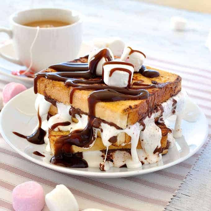 早餐,或者甜点吗?易于制作，完全无法抗拒!#棉花糖#巧克力#nutella #巧克力