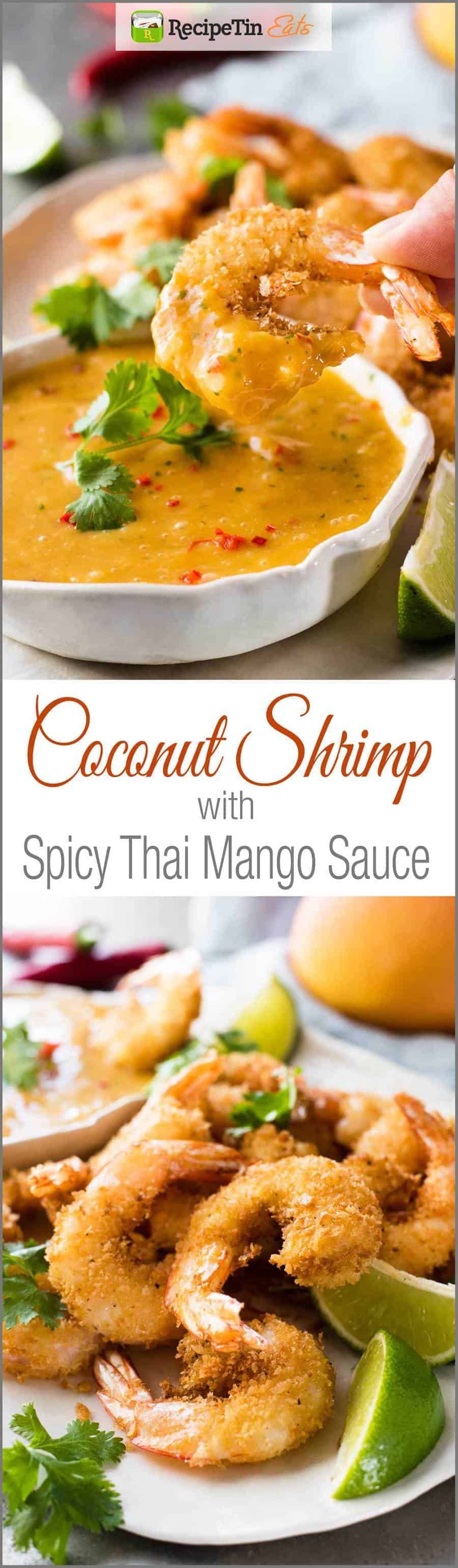 椰子虾/虾用辣泰国芒果酱 - 嘎吱嘎吱的虾/虾用泰国芒果酱是如此美好，你会想要把它放在一切！