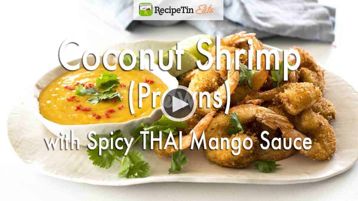 椰子虾/虾用辣泰国芒果酱视频