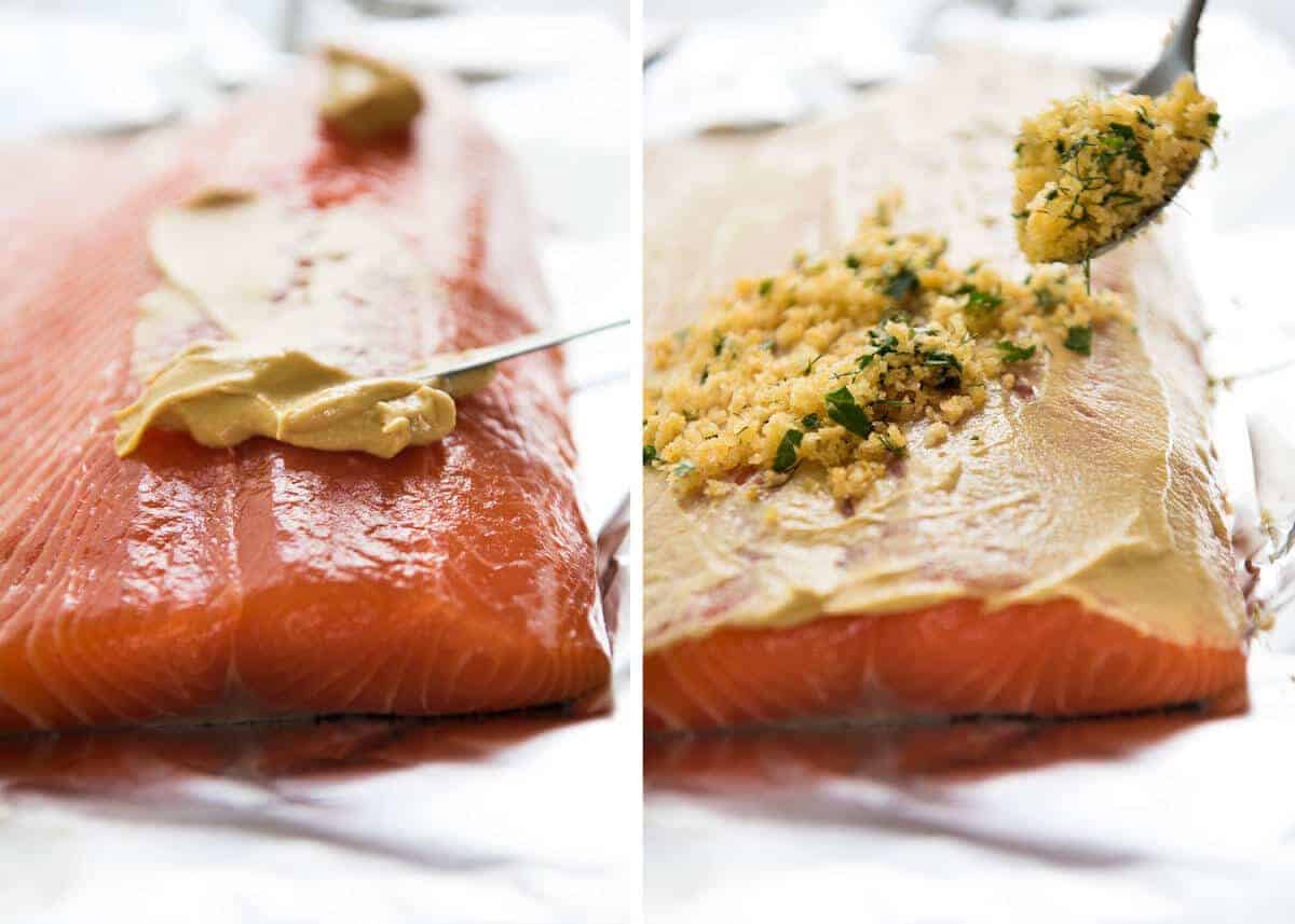 烤的巴马干酪鲑鱼用柠檬霜酱 - 轻松快速，可以提前准备，圣诞晚餐的令人惊叹的焦点，但距离中周很容易。柠檬霜酱是完全完成的艰难。www.dibingkai.com.GydF4y2Ba