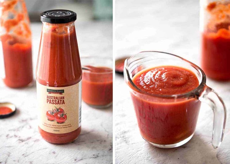什么是番茄帕萨塔？它是纯粹的紧张西红柿，没有加入调味剂。在许多番茄酱中使用，它产生比使用罐装碎的西红柿更厚，更强烈的番茄味。reporetineats.com.