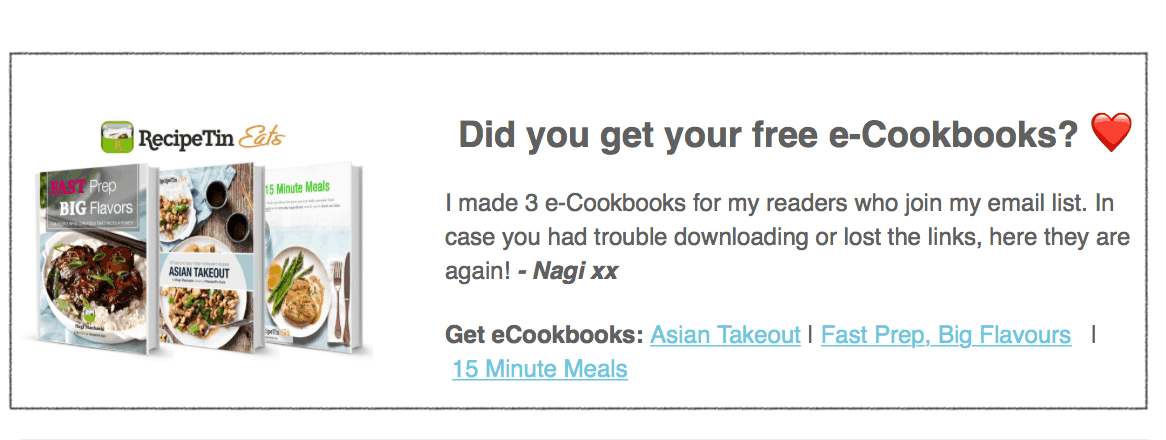 免费的eCookbooks下载链接在电子邮件| recipetineats.com