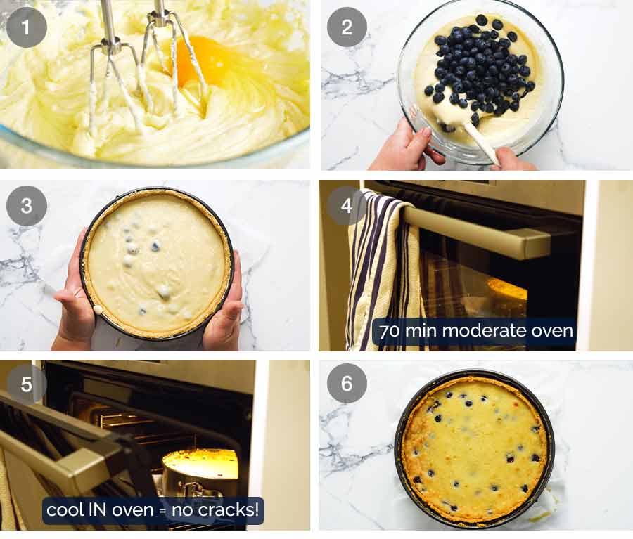 如何在烤箱中烘烤蓝莓乳酪蛋糕 - 无需水浴！GydF4y2Ba